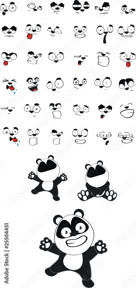 panda bear cartoon set2 panda bear cartoon set2