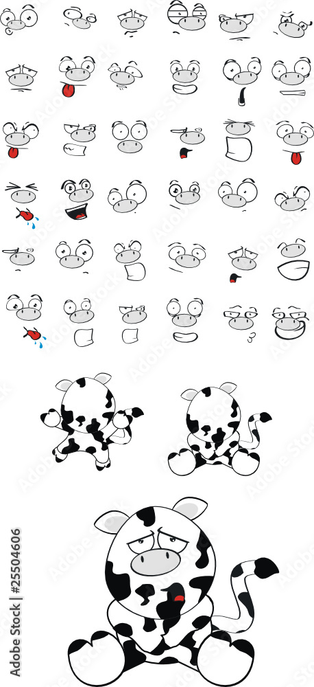 cow cartoon set