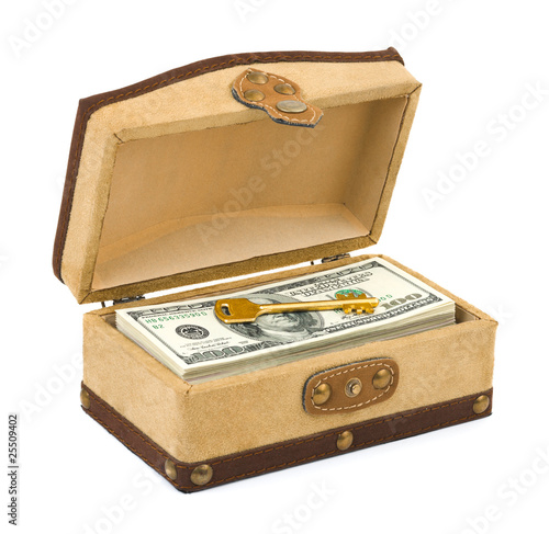 Money and key in box