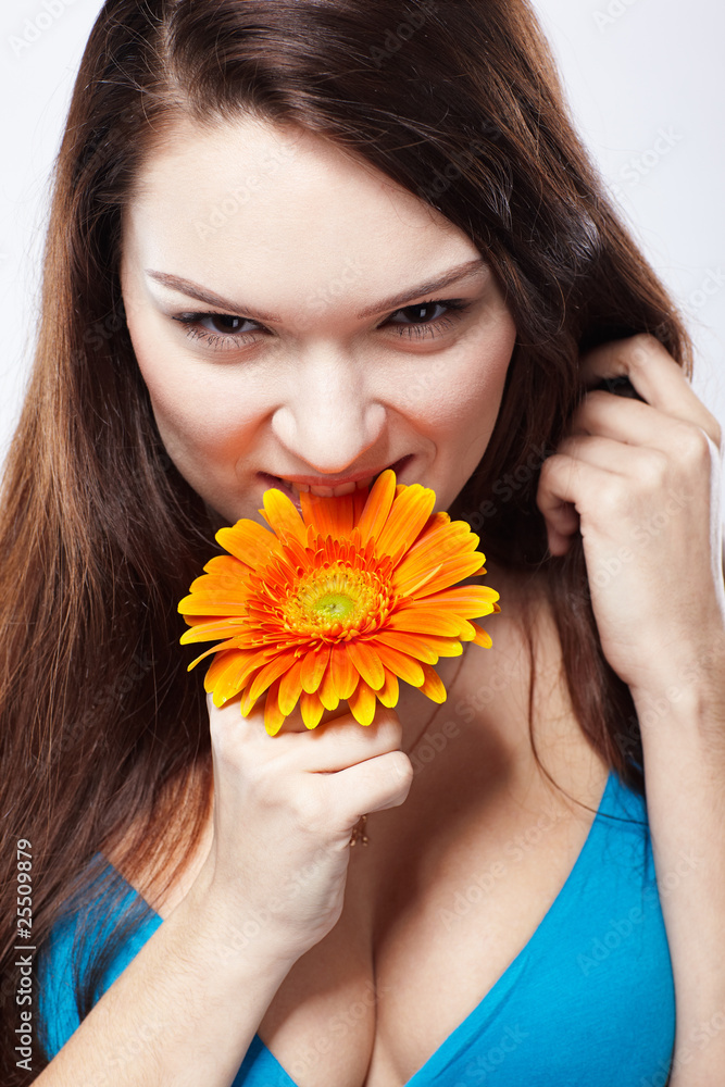 beautiful girl with gerbera beautiful girl with gerbera