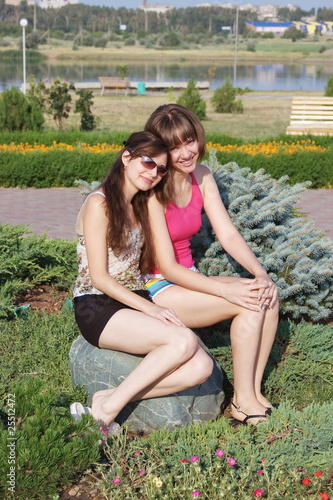 Two beautiful girls on nature