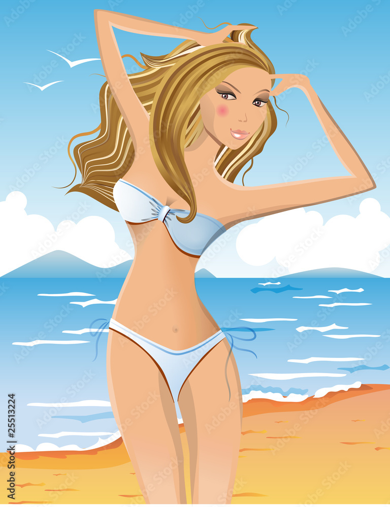 Young woman in bikini on the beach