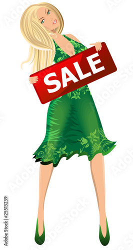 Sexy woman holding SALE board