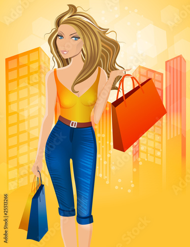 Young woman with shopping bags