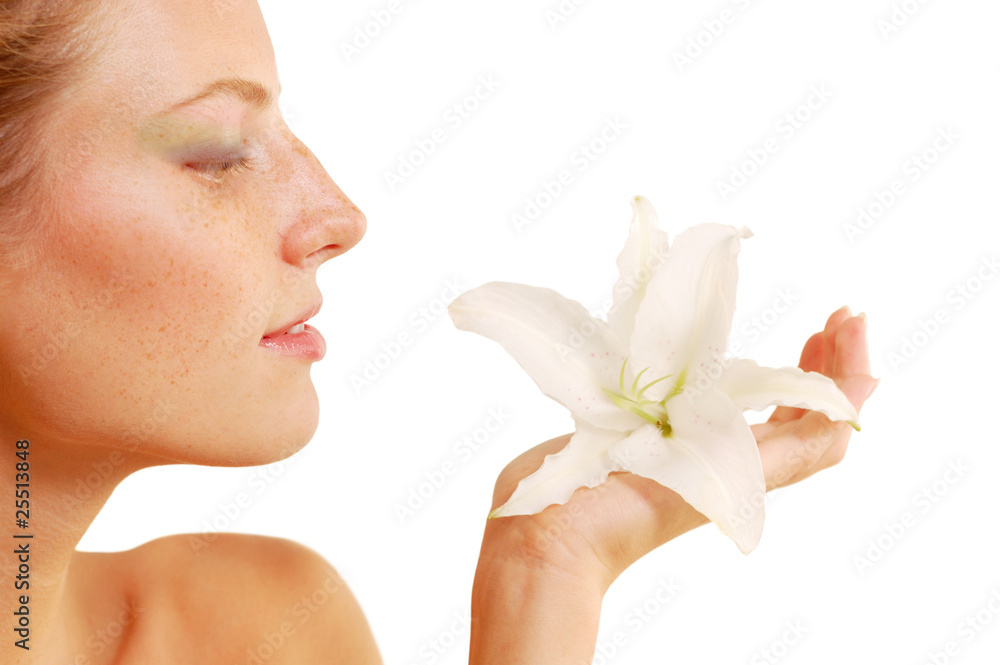 beautiful young woman with flower beautiful young woman with flower