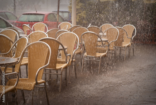 Shower in cafe in Valencia, Spain