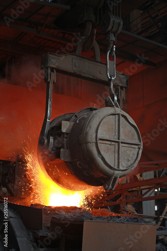 red-hot molten steel photo