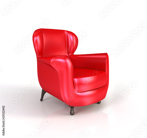 Modern red armchair.