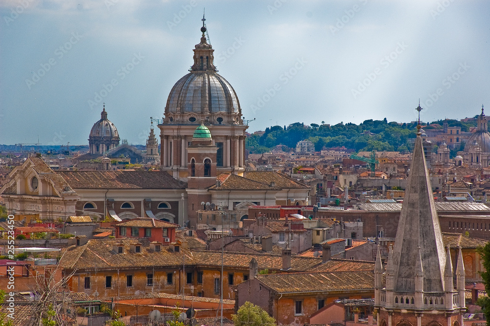 buildings and church dome in Rome