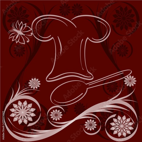 vector illustration of a chef hat with flower ornaments