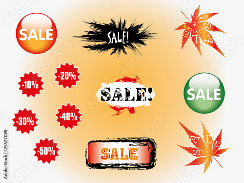 Set of blue discount tickets, sale labels