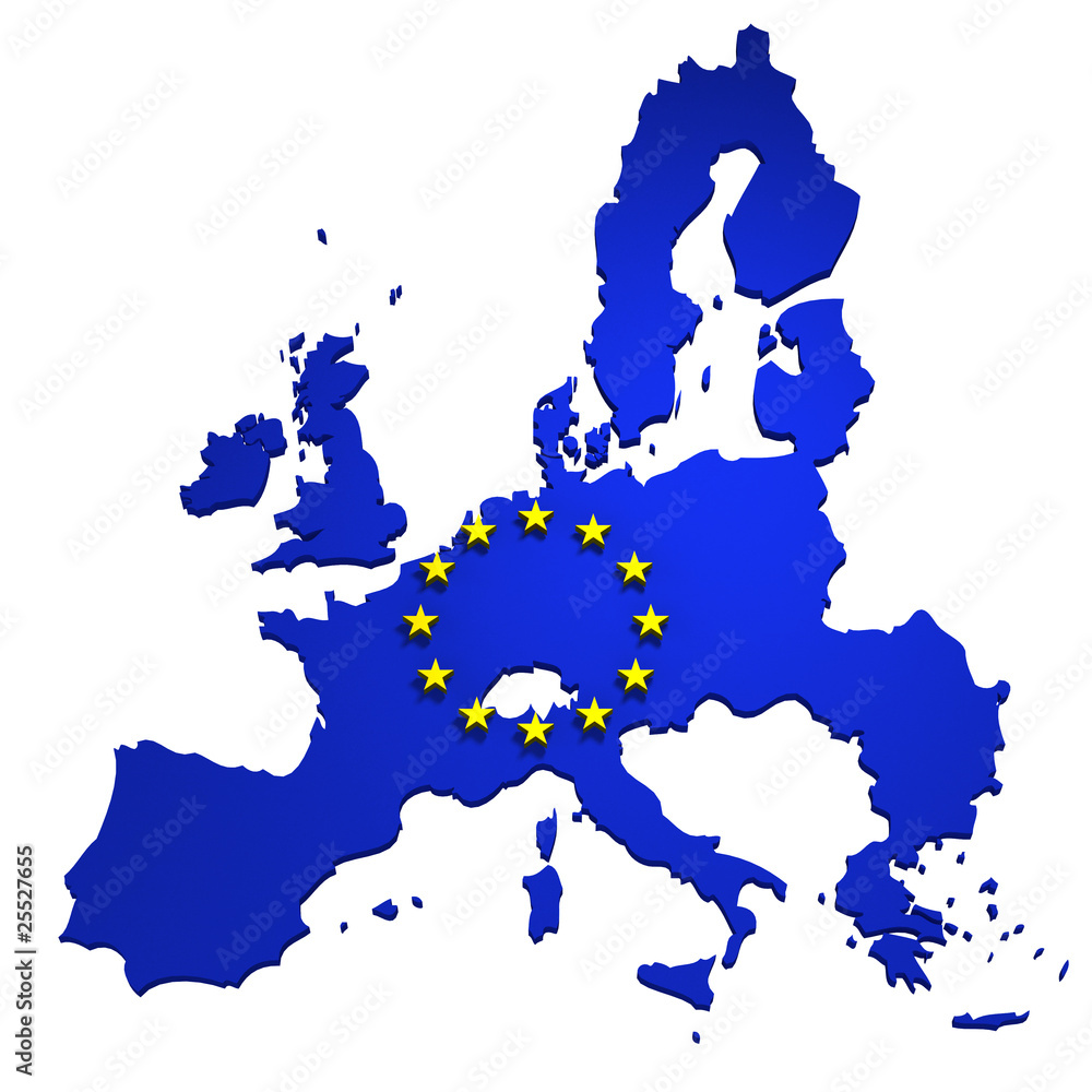 Obraz premium Map of European Union, isolated on white, 3d illustration