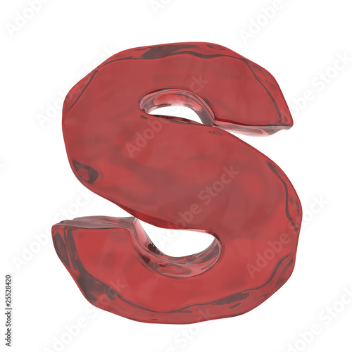 red glass alphabet letter S