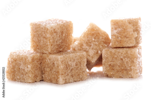 Pile of brown demerara sugar cubes