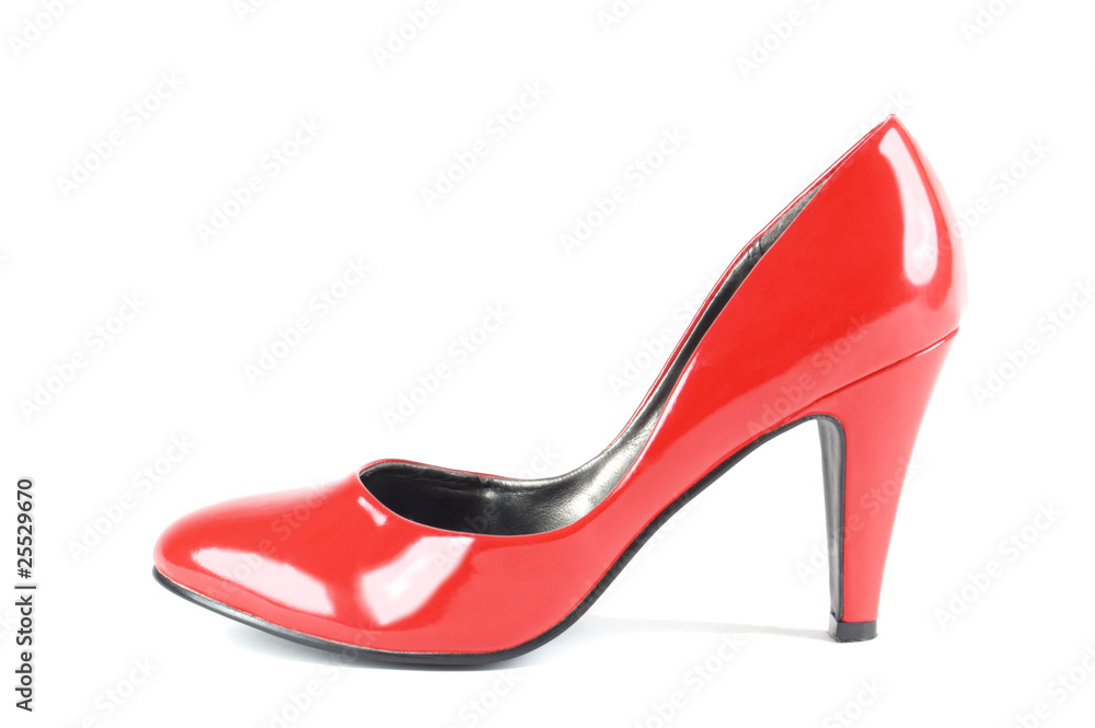 Red leather female shoe | Isolated Red leather female shoe | Isolated