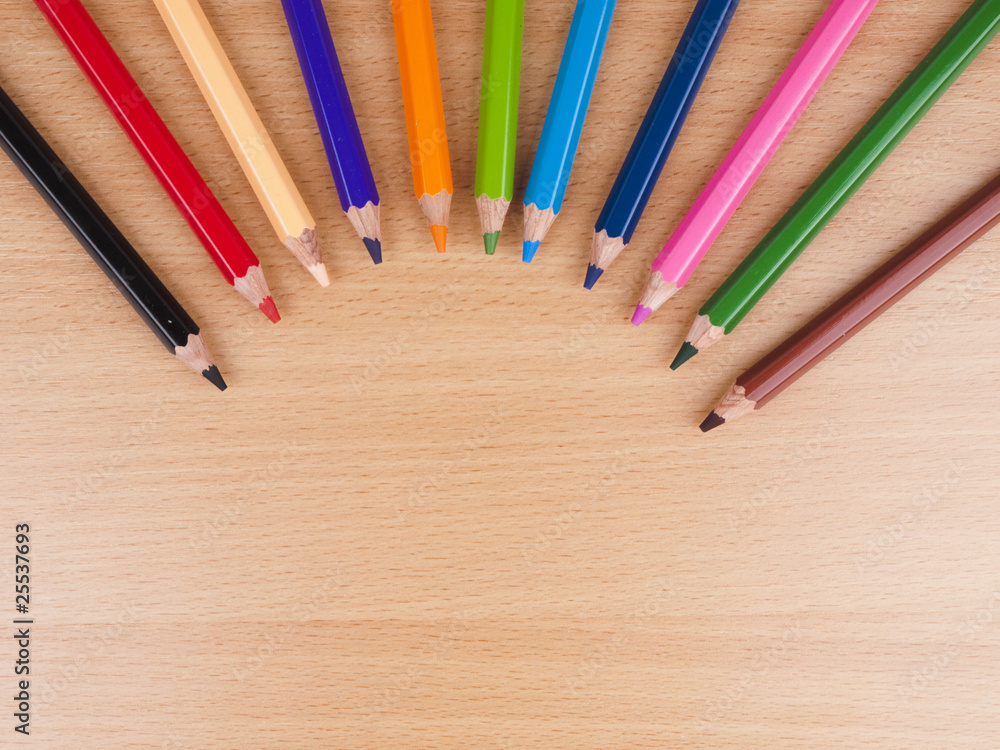 Multicolored sharpened pencils. Multicolored sharpened pencils.