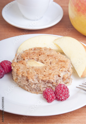 apple cake with raspberries photo