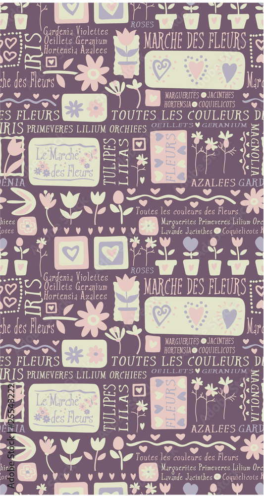 Fototapeta premium French Flowers Market Pattern