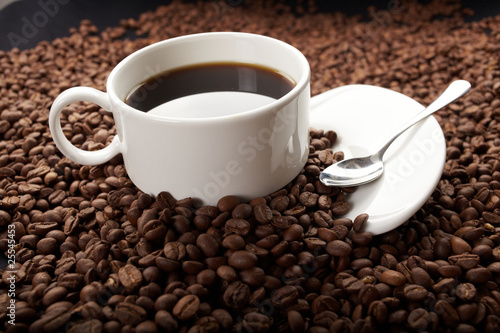 coffee beans with white cup
