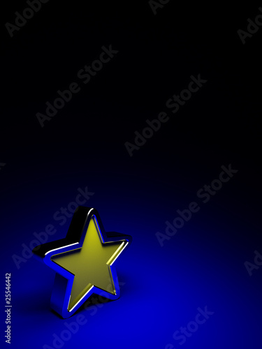 yellow star on dark blue background