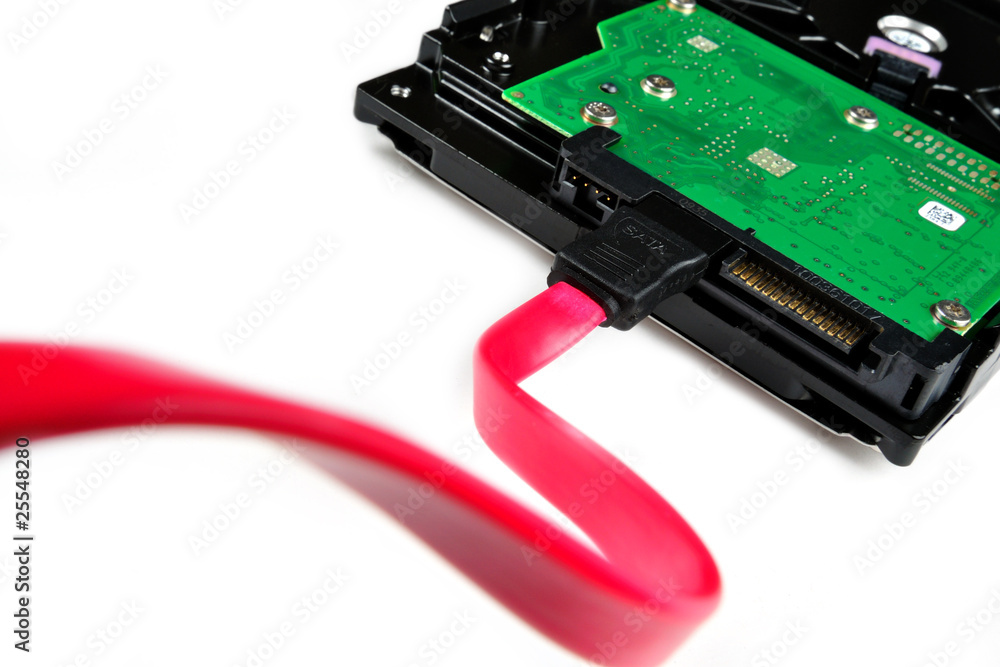 Serial ATA Cable connected to the harddisk Serial ATA Cable connected to the harddisk