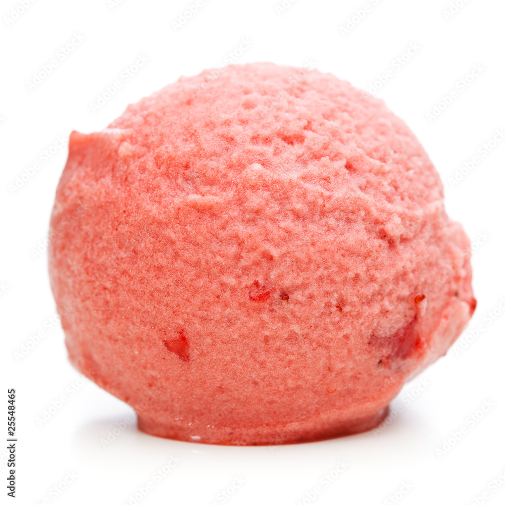 Eine einzelne rote Kugel Eis Eine einzelne rote Kugel Eis