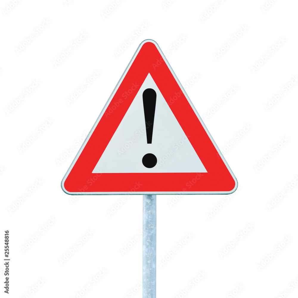 Other Danger Ahead Warning Road Sign With Pole isolated Other Danger Ahead Warning Road Sign With Pole isolated