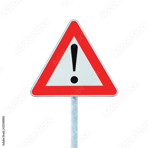 Other Danger Ahead Warning Road Sign With Pole isolated