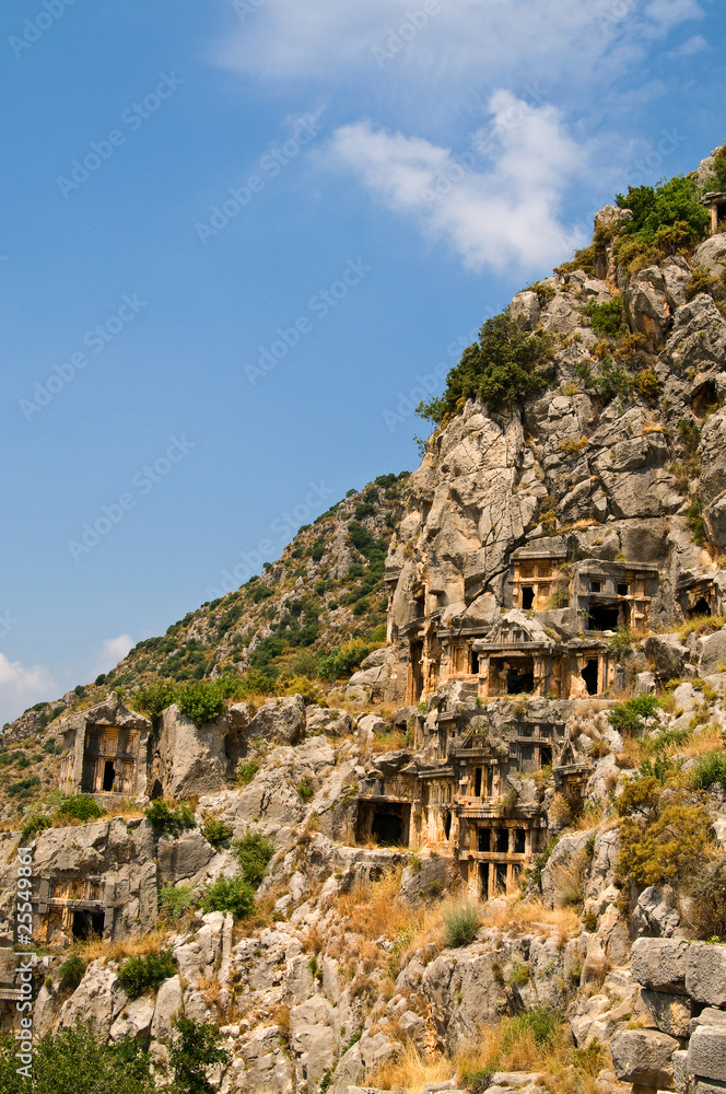 Tombs high in the mountains and blue sky Tombs high in the mountains and blue sky