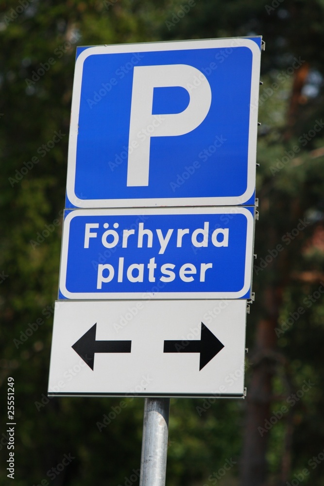 Schwedisches Parkschild für vermietete Parkplätze Schwedisches Parkschild für vermietete Parkplätze