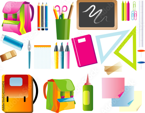 stationery school, set of different items photo