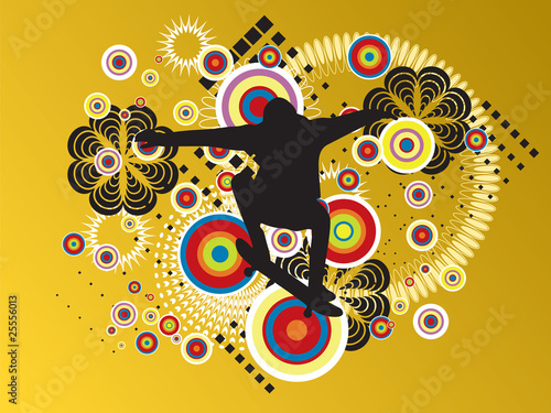 Illustrated silhouette of a person jumping in the air