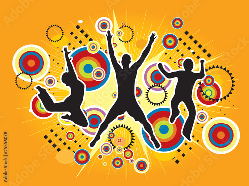 Illustrated silhouette of a person jumping in the air