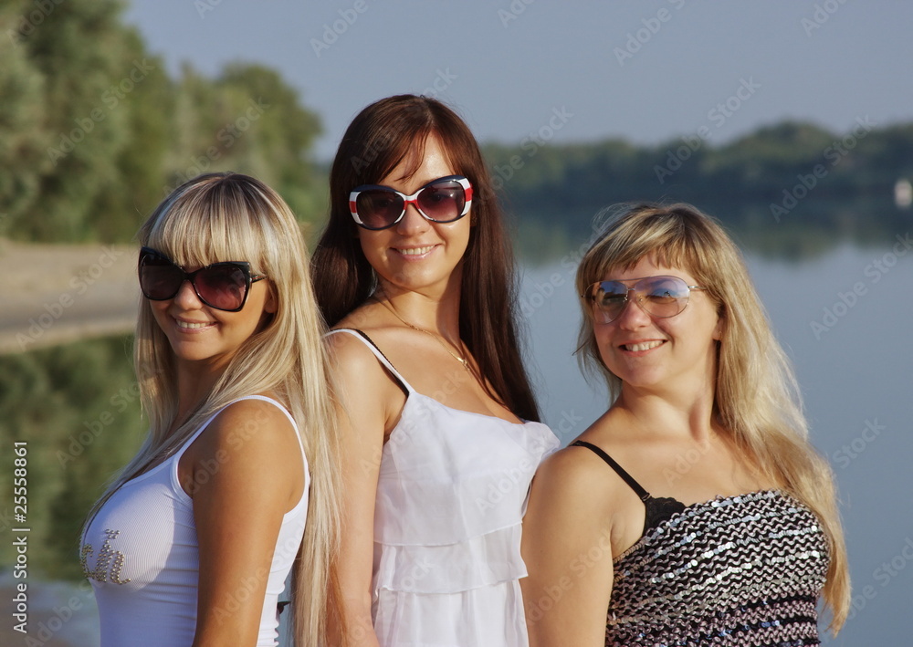 three beautiful girls on the riverside three beautiful girls on the riverside
