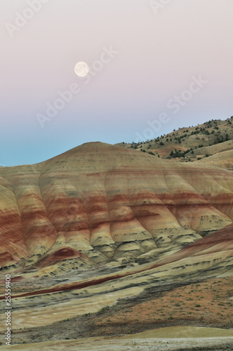 Painted Hills at moonrise photo