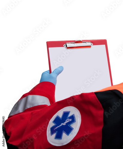 Clipboard and doctor / paramedic