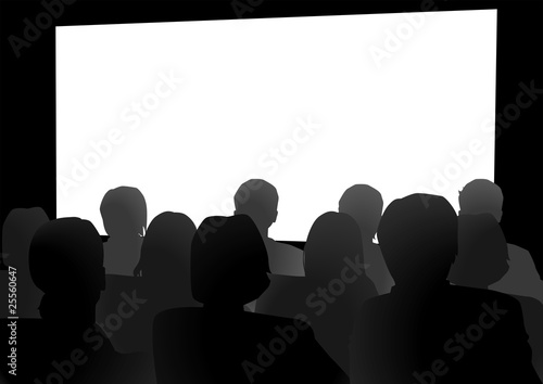 Stock image of people watching movie on cinema