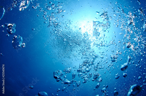 bubbles in blue water