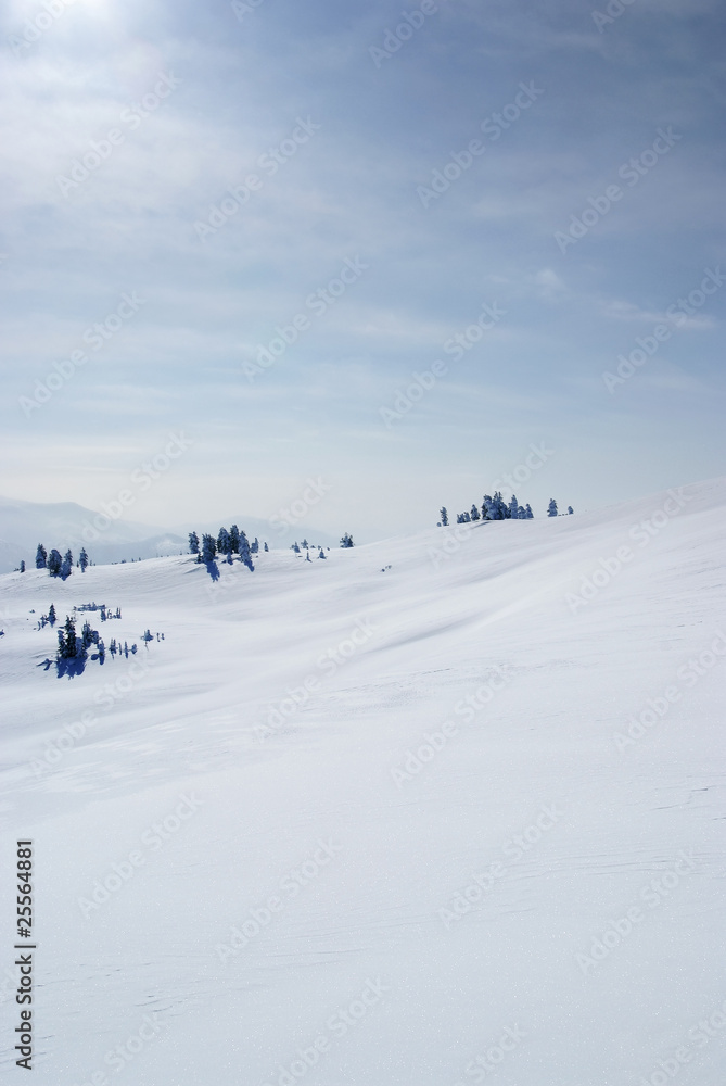 Western Sayan mountains. Ergaky. Siberia. Russia in winter time.