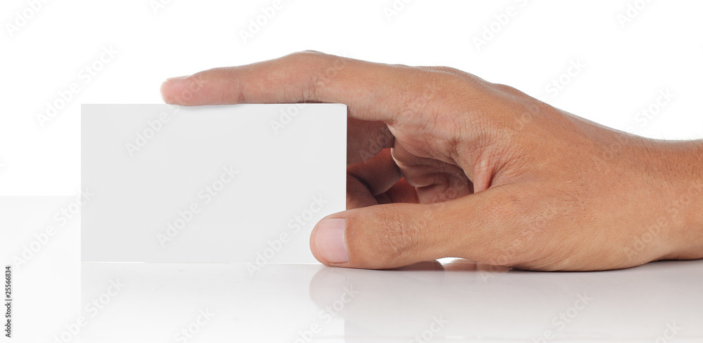Holding a business card 5 Holding a business card 5