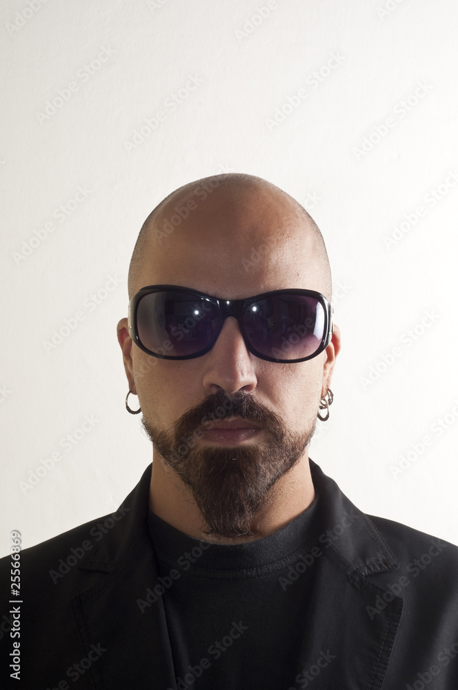 blacks man with glasses, beard and black jacket blacks man with glasses, beard and black jacket