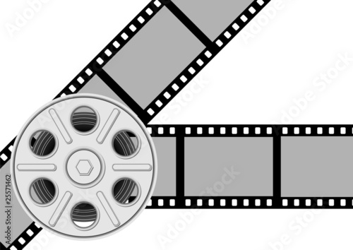 Movie background with reel and film over white
