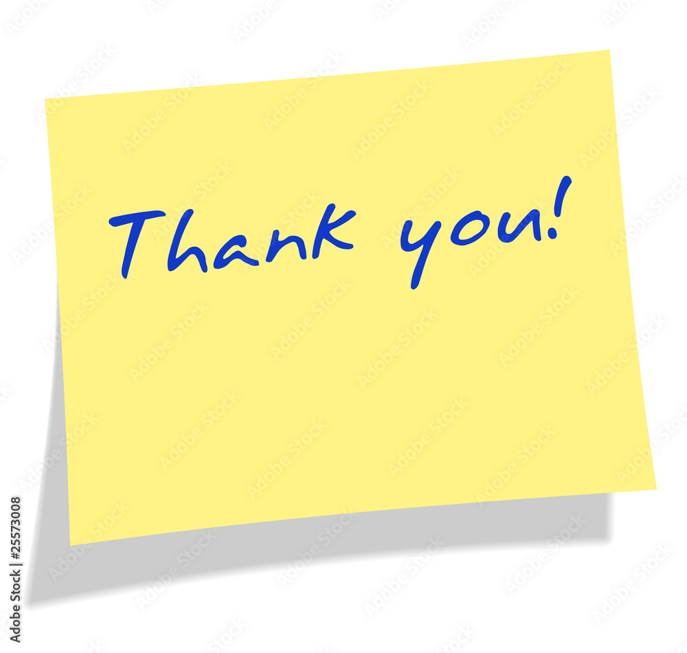 Sticky post it note - Thank you Sticky post it note - Thank you