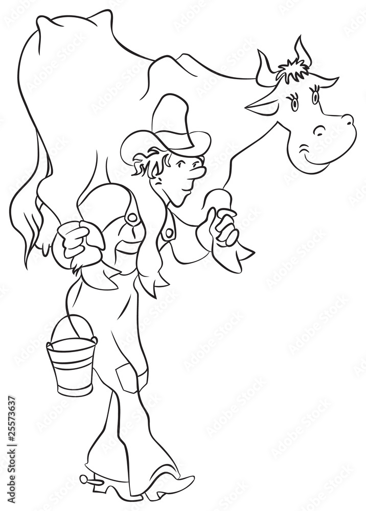 Fototapeta premium Cowboy, Milk delivery