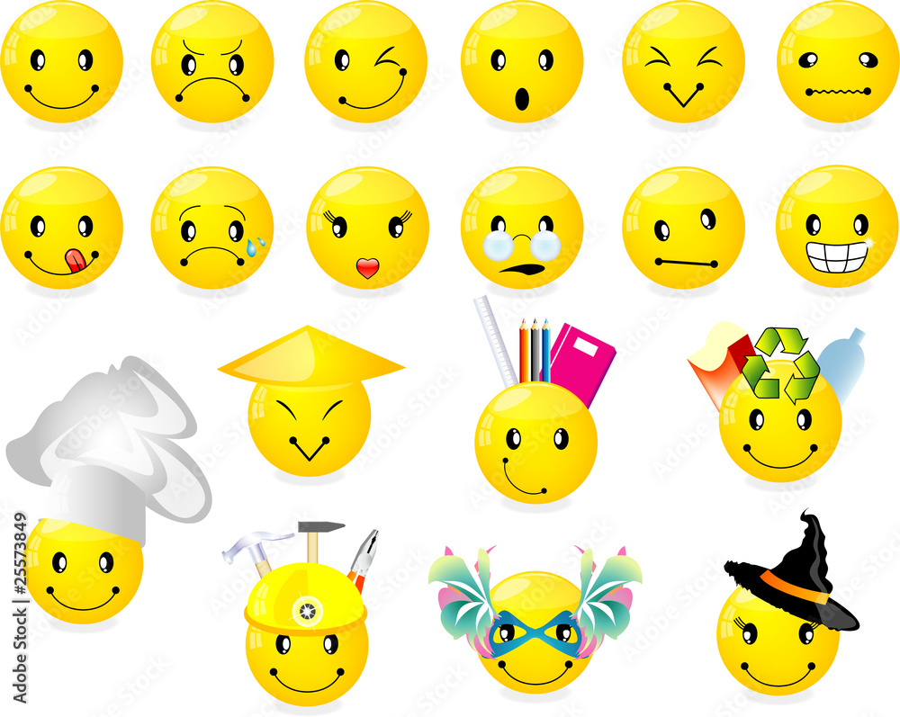 emoji emoticon icon set, funny style