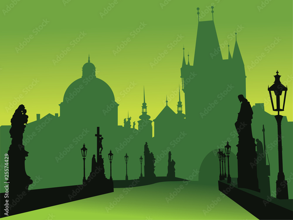 Obraz premium Wektor mostu w Pradze