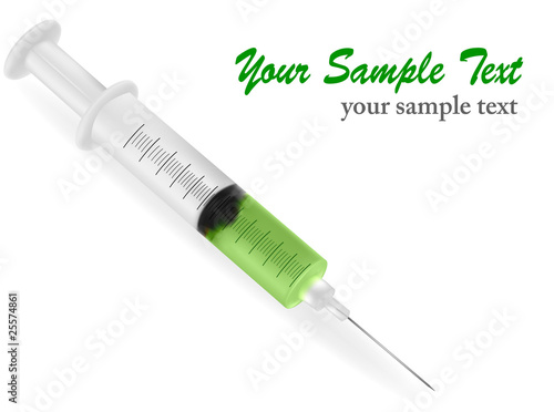 Syringe with needle on white background. Vector.