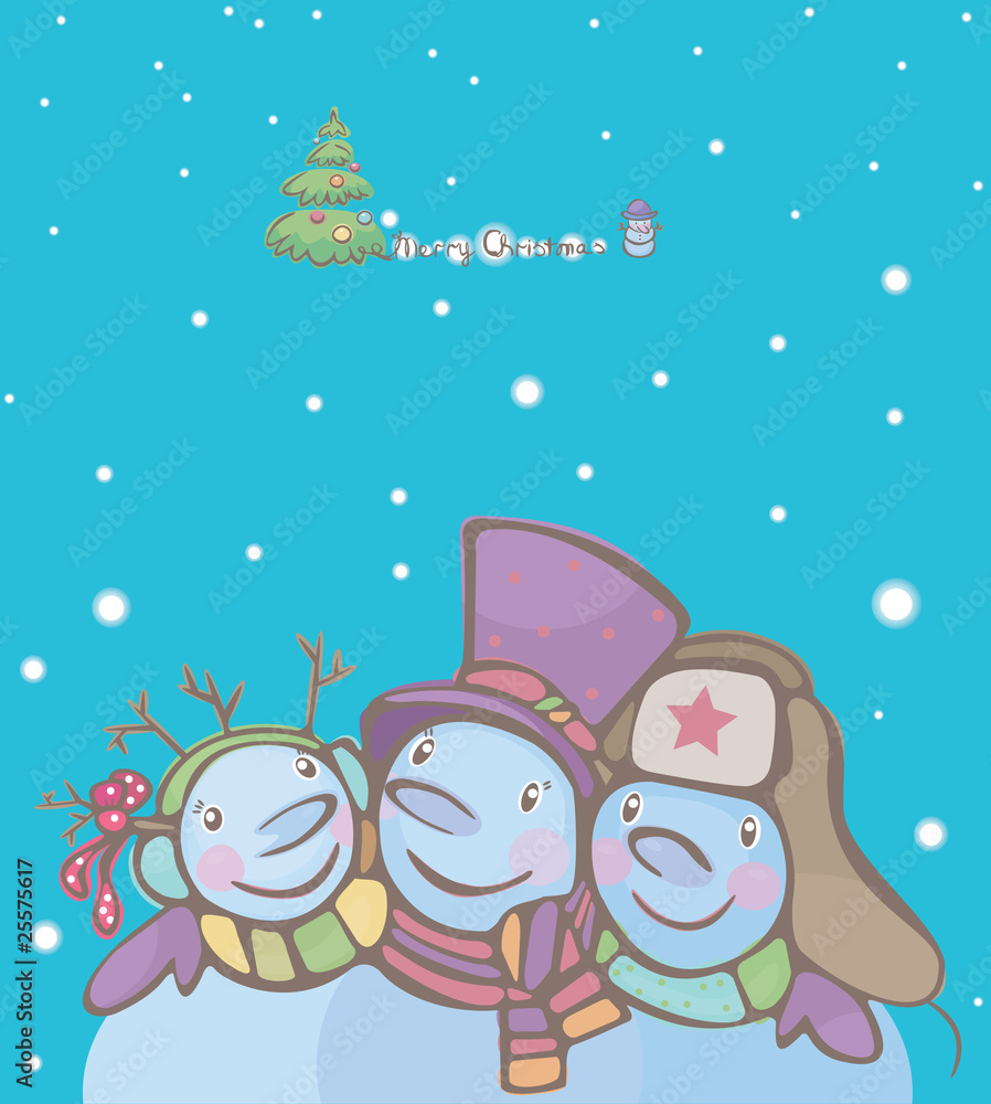 Happy snowmen card. Merry Christmas!