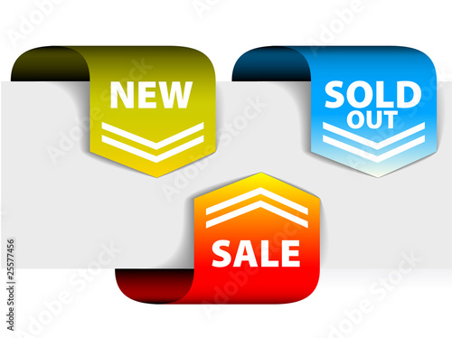 Arrows pointing at the new, sold out and discount item