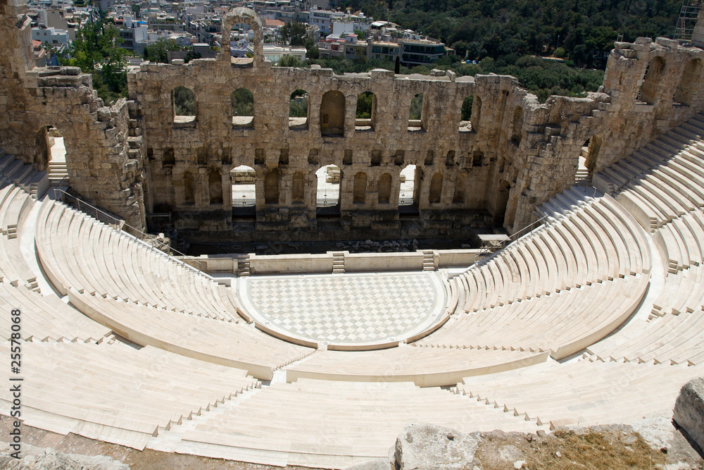 Ancient amphitheater Odeon Gerodes Atticus Acropol Athents Gree